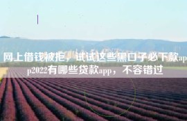 网上借钱被拒，试试这些黑口子必下款app2022有哪些贷款app，不容错过