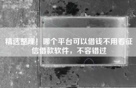精选整理！哪个平台可以借钱不用看征信借款软件，不容错过