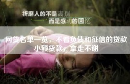 网贷名单一览，不看负债和征信的贷款小额贷款，拿走不谢