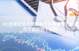 2022无视征信大数据必下款有哪些？盘点几个贷款好下款的