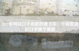 2022年网贷口子必批秒速下款：小额度贷款口子哪个靠谱