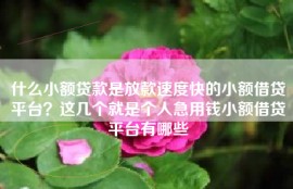 什么小额贷款是放款速度快的小额借贷平台？这几个就是个人急用钱小额借贷平台有哪些