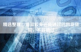 精选整理！借款较多还能通过的网贷贷款，不容错过