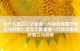 有什么借款口子是借一万块钱哪里好借立马到账？这几个就是借一万块钱哪里好借立马到账