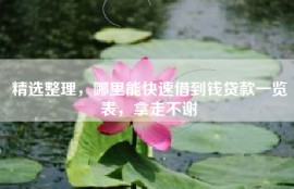 精选整理，哪里能快速借到钱贷款一览表，拿走不谢