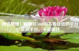 精选整理！能借款5000的不看征信的平台贷款平台，不容错过