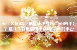 有什么贷款app是借钱小额1000-3000的平台？这几个就是借钱小额1000-3000的平台
