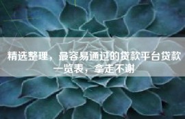 精选整理，最容易通过的贷款平台贷款一览表，拿走不谢