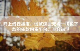 网上借钱被拒，试试这些无视一切包下款的贷款网贷平台，不容错过