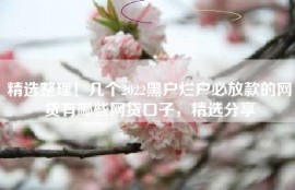 精选整理！几个2022黑户烂户必放款的网贷有哪些网贷口子，精选分享