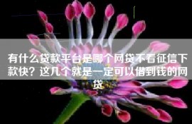 有什么贷款平台是哪个网贷不看征信下款快？这几个就是一定可以借到钱的网贷