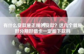 有什么贷款是正规的贷款？这几个就是好分期好借卡一定能下款吗