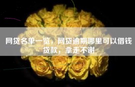 网贷名单一览，网贷逾期哪里可以借钱贷款，拿走不谢