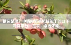 精选整理，申请频繁被风控能下的口子网贷平台一览表，拿走不谢
