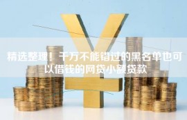 精选整理！千万不能错过的黑名单也可以借钱的网贷小额贷款