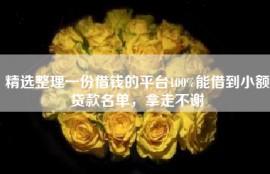 精选整理一份借钱的平台100%能借到小额贷款名单，拿走不谢
