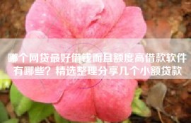哪个网贷最好借钱而且额度高借款软件有哪些？精选整理分享几个小额贷款