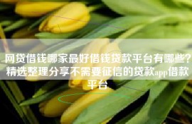 网贷借钱哪家最好借钱贷款平台有哪些？精选整理分享不需要征信的贷款app借款平台