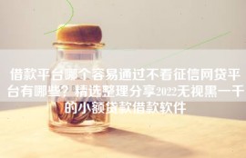 借款平台哪个容易通过不看征信网贷平台有哪些？精选整理分享2022无视黑一千的小额贷款借款软件