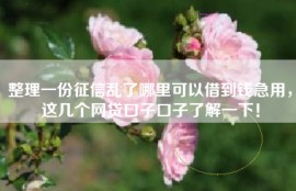 整理一份征信乱了哪里可以借到钱急用，这几个网贷口子口子了解一下！