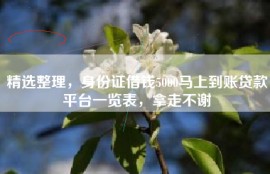 精选整理，身份证借钱5000马上到账贷款平台一览表，拿走不谢