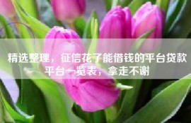精选整理，征信花了能借钱的平台贷款平台一览表，拿走不谢