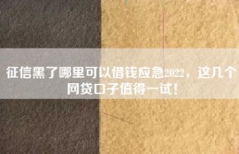 征信黑了哪里可以借钱应急2022，这几个网贷口子值得一试！