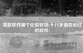 贷款软件哪个比较好贷(十八岁借款必过的软件)