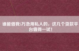 谁能借我5万急用私人的，这几个贷款平台值得一试！