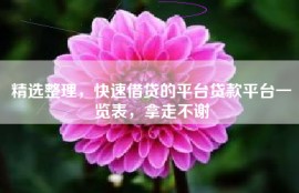 精选整理，快速借贷的平台贷款平台一览表，拿走不谢