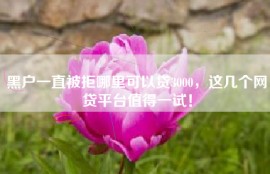 黑户一直被拒哪里可以贷3000，这几个网贷平台值得一试！