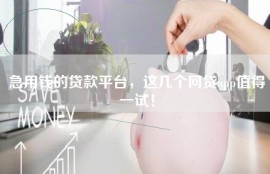 急用钱的贷款平台，这几个网贷app值得一试！