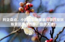 网贷盘点，小额贷款哪里最可靠直接到账贷款平台名单，值得关注！