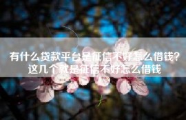 有什么贷款平台是征信不好怎么借钱？这几个就是征信不好怎么借钱