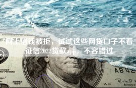 网上借钱被拒，试试这些网贷口子不看征信2022贷款app，不容错过