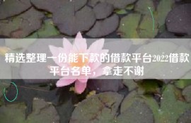 精选整理一份能下款的借款平台2022借款平台名单，拿走不谢