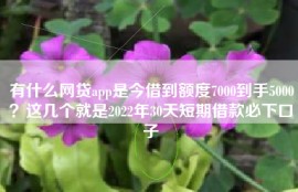 有什么网贷app是今借到额度7000到手5000？这几个就是2022年30天短期借款必下口子