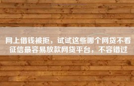 网上借钱被拒，试试这些哪个网贷不看征信最容易放款网贷平台，不容错过