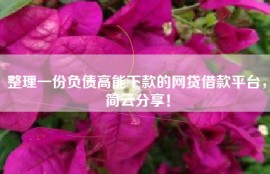 整理一份负债高能下款的网贷借款平台，简云分享！