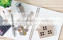有什么贷款app是不用审核可以直接通过的贷款？这几个就是不用审核可以直接通过的贷款