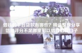 借钱的平台贷款有哪些？精选整理分享信用评分不足哪里可以借钱借款口子