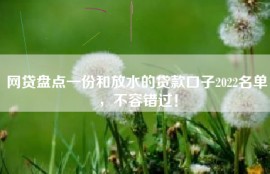 网贷盘点一份和放水的贷款口子2022名单，不容错过！