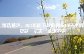 精选整理，2022年能下款的网贷口子小额贷款一览表，拿走不谢
