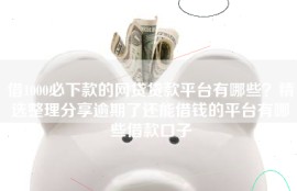 借1000必下款的网贷贷款平台有哪些？精选整理分享逾期了还能借钱的平台有哪些借款口子