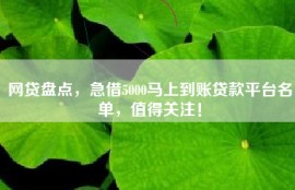 网贷盘点，急借5000马上到账贷款平台名单，值得关注！