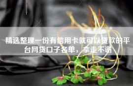精选整理一份有信用卡就可以贷款的平台网贷口子名单，拿走不谢