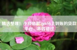 精选整理！小额借款3000马上到账的贷款平台，不容错过