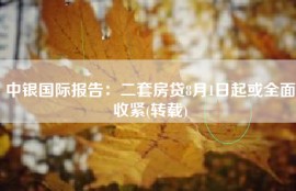中银国际报告：二套房贷8月1日起或全面收紧(转载)
