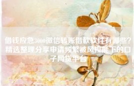 借钱应急3000微信转账借款软件有哪些？精选整理分享申请频繁被风控能下的口子网贷平台
