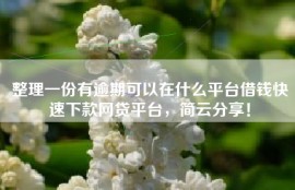 整理一份有逾期可以在什么平台借钱快速下款网贷平台，简云分享！